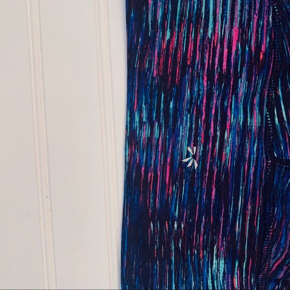 Athleta Black Stripe Midi Leggings W/Mesh Strip S - Picture 7 of 8